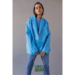 NWT URBAN OUTFITTERS UO Hale Faux Leather Oversized Blazer In Sky